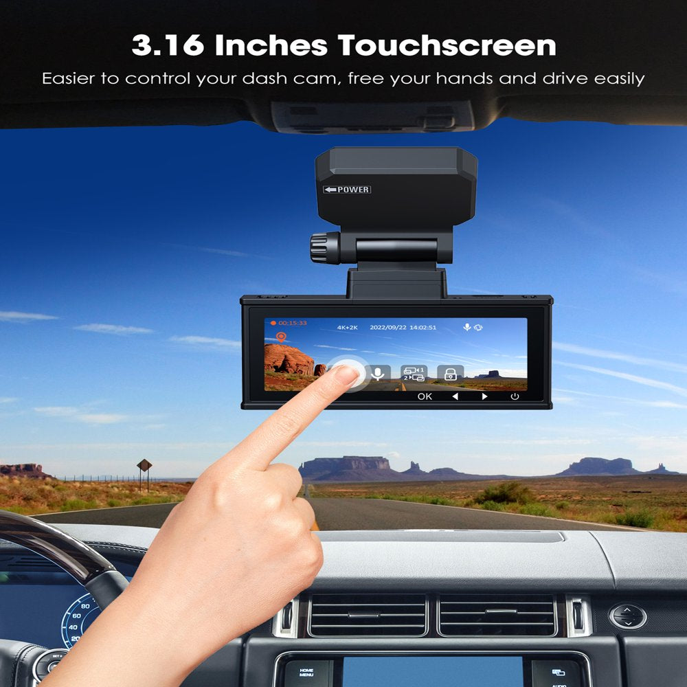 TOGUARD Dash Cam 4K with 5Ghz Wifi GPS, 4K 2K Dash Cam Front and Rear 3.16\u0026quot; Touch Screen with 64GB Memory Card - John Pierce Auto Care