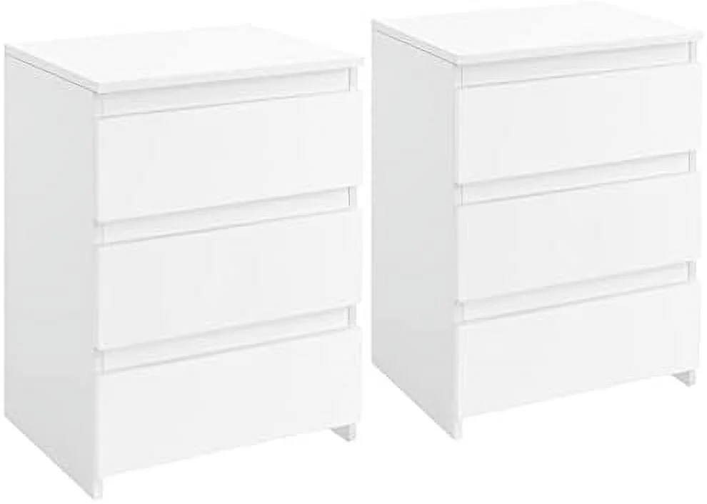 AYFDEGT 2PCS 3 Drawer Nightstands White Bedside Tables with Space Modern Bedside Cabinet Units with Sturdy Base Small Bedside Cupboards for Bedroom Small Space - John Pierce Auto Care