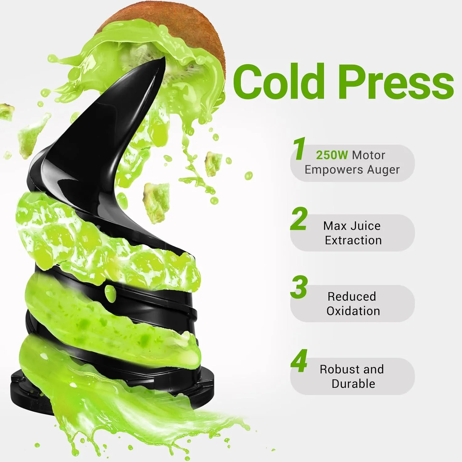 Juicer Machines, 5.3 Inch Self Feeding Masticating Juicer Fit Whole Fruits \u0026amp; Vegetables, Cold Press Electric Juicer Machines with High Juice Yield, Easy Cleaning, BPA Free, 250W - John Pierce Auto Care