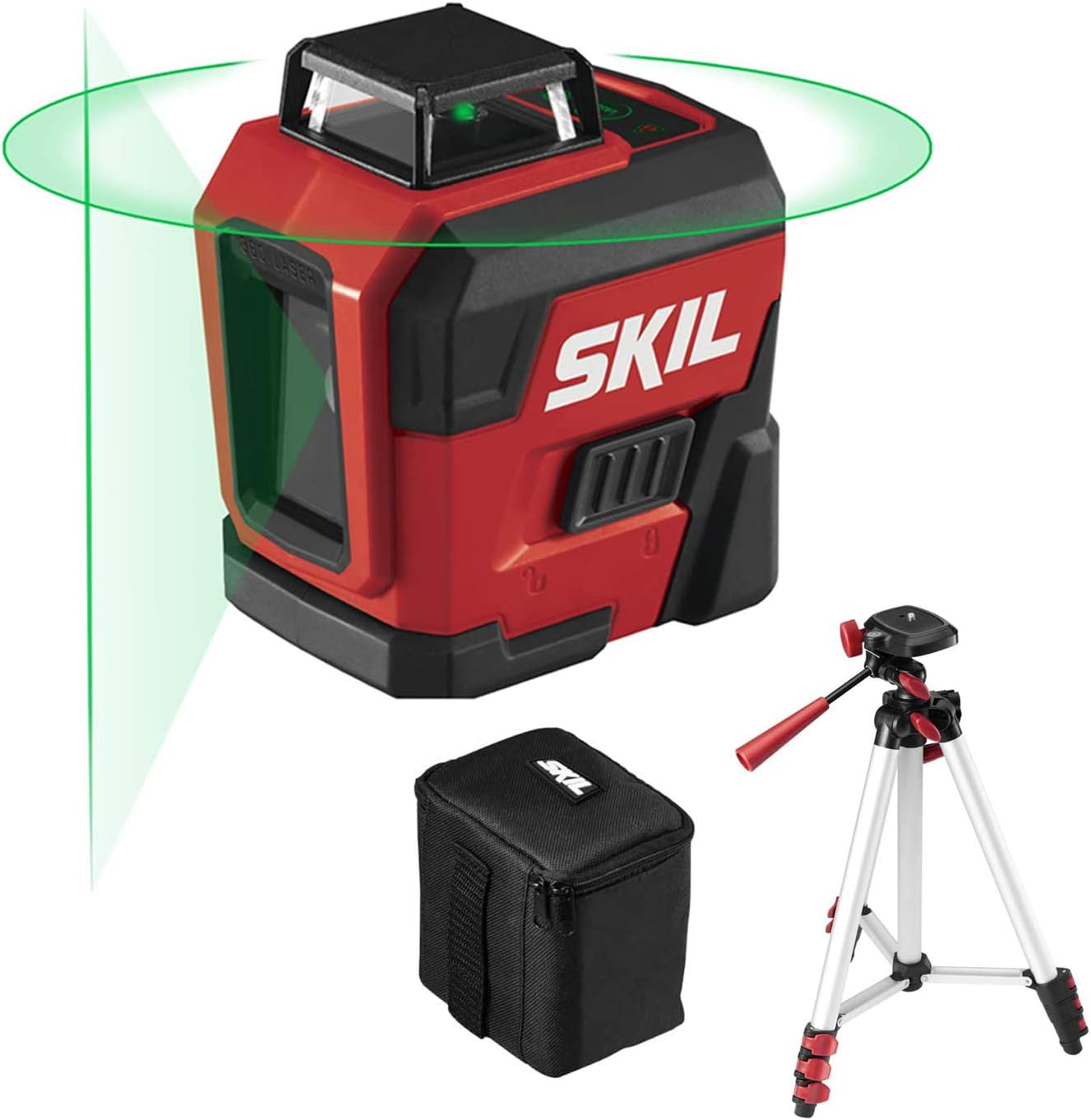 SKIL 100ft Self Leveling Green Cross Line Laser with Rechargeable Battery, Tripod \u0026amp; Bag   LL9322G 01 - John Pierce Auto Care