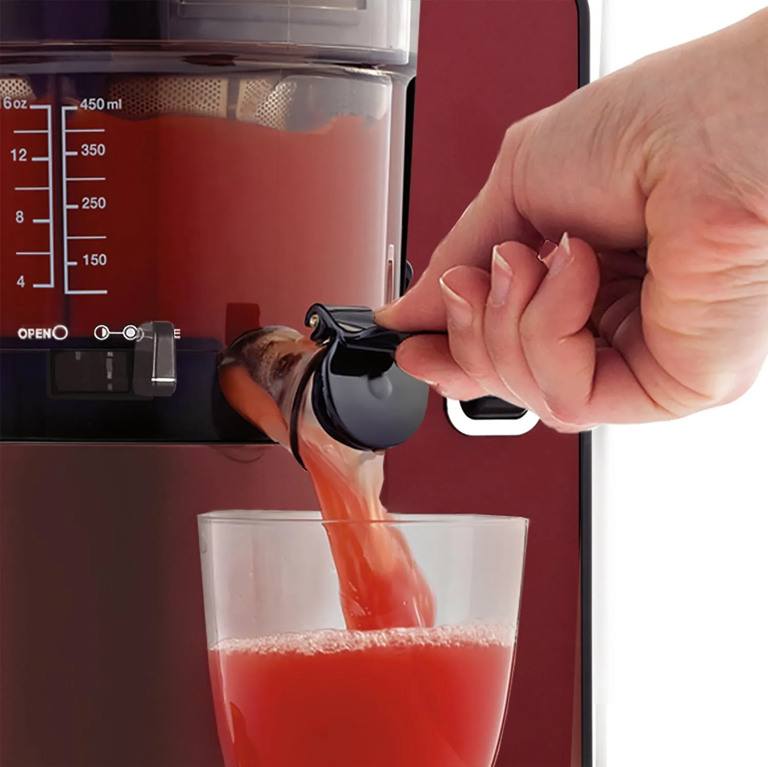 Vertical Masticating Juicer, 43 RPM Compact Cold Press Juicer Machine with Automatic Pulp Ejection, 150 W, Red - John Pierce Auto Care
