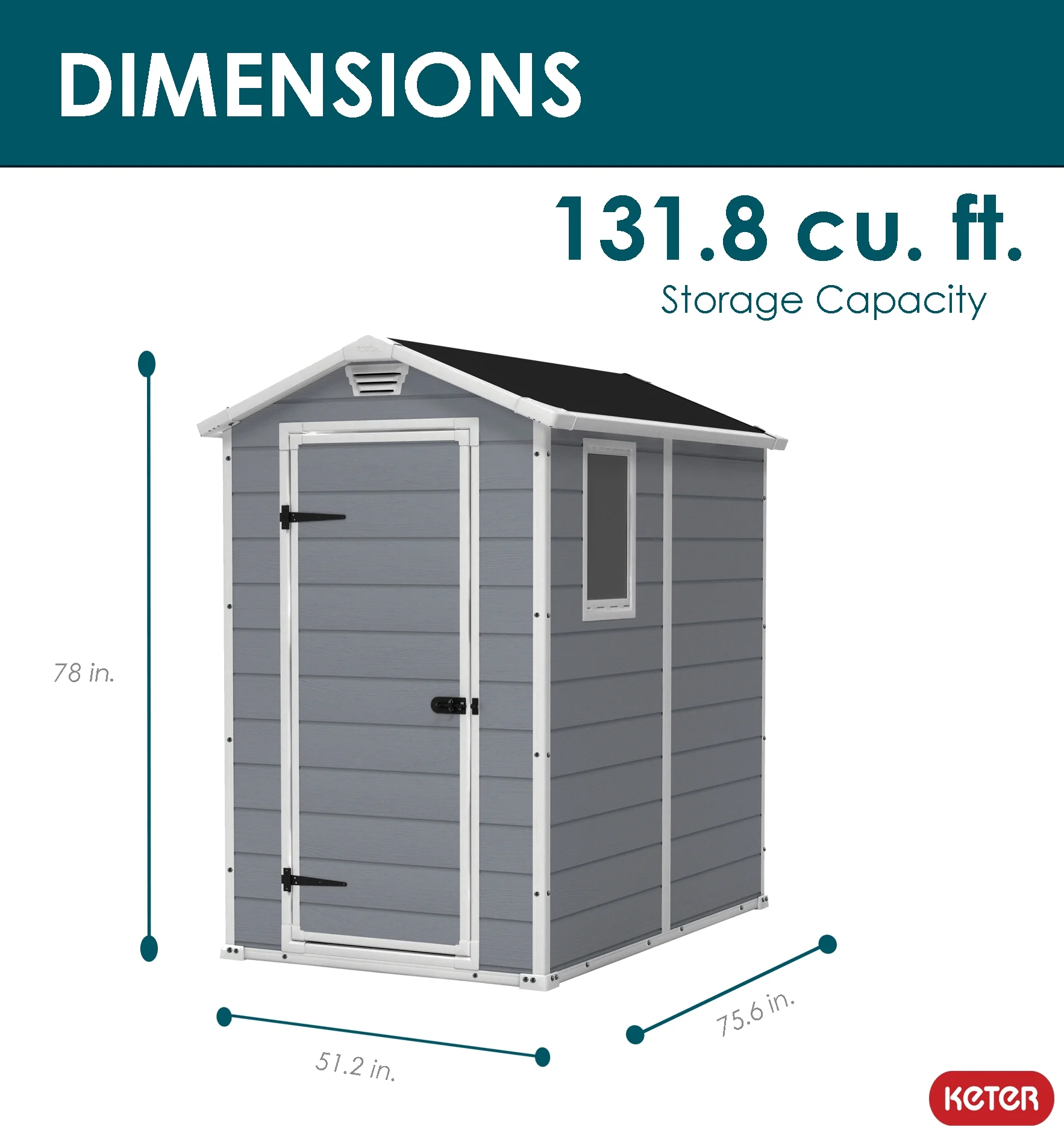 Keter Manor 4x6 Durable Resin Outdoor Storage Shed, Gray/White - John Pierce Auto Care