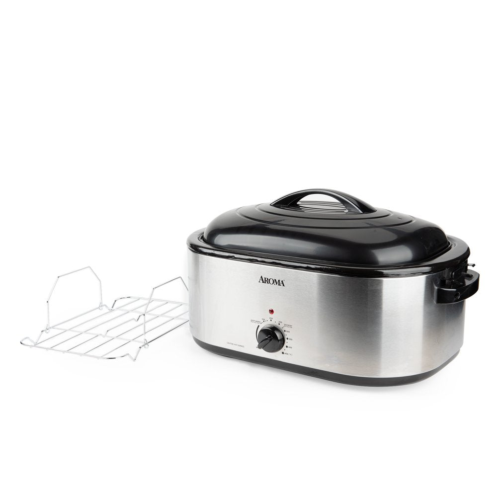 Aroma 22 Quart Electric Roaster Oven Stainless Steel with Self Basting Lid - John Pierce Auto Care
