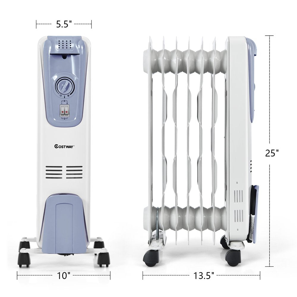 Costway 1500W Electric Oil Filled Radiator Space Heater 7 Fin Thermostat Room Radiant - John Pierce Auto Care