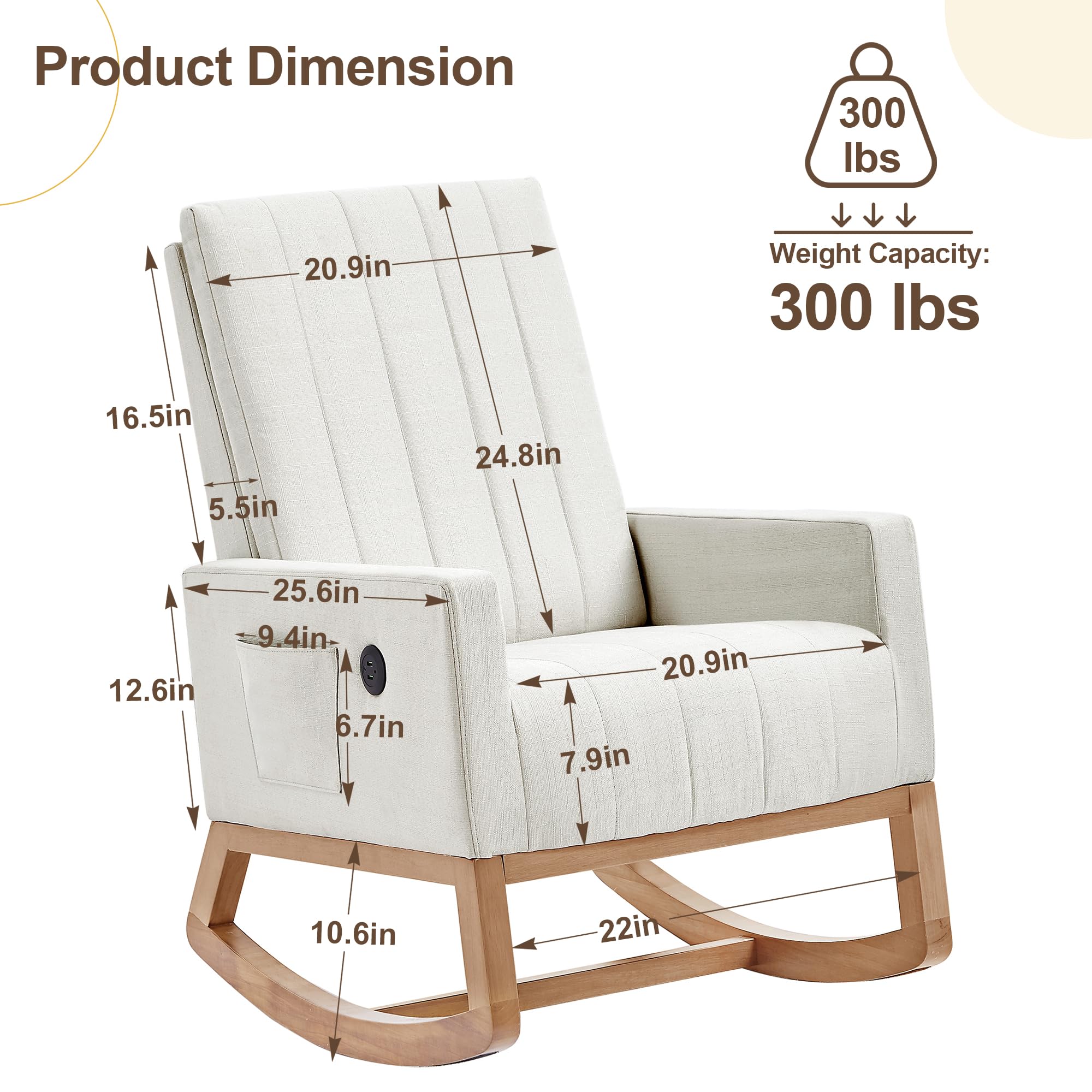 VECELO Upholstered Nursery Rocking Chair - John Pierce Auto Care