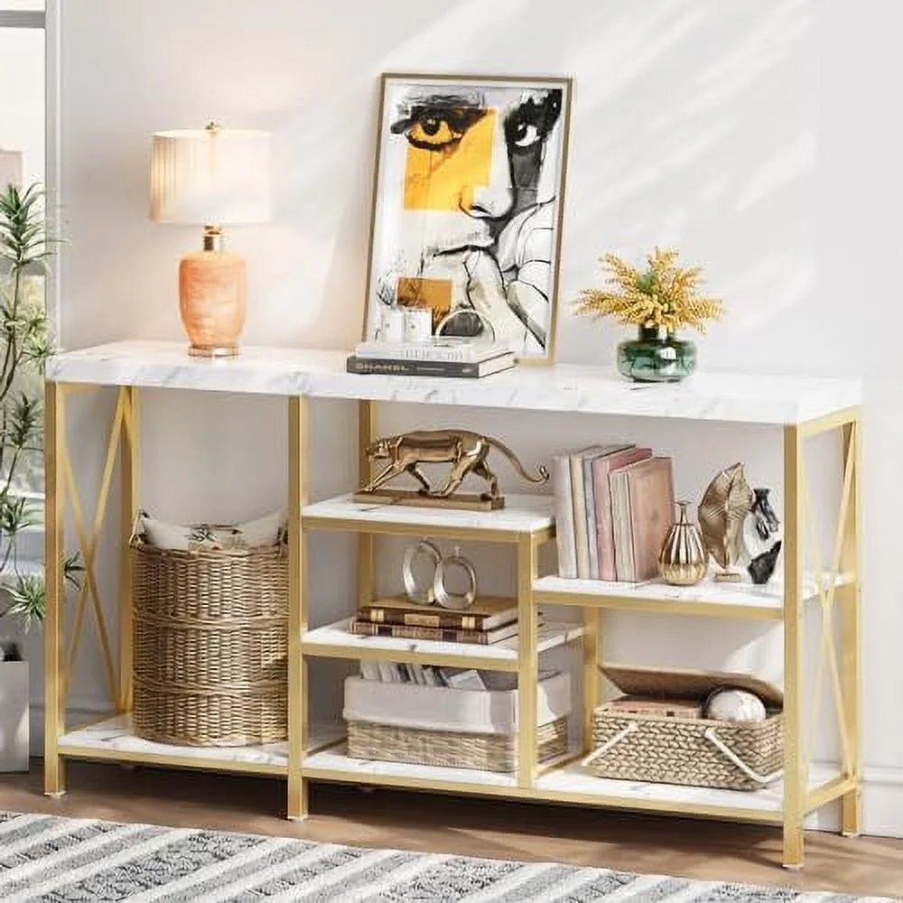 WTYNKAE Entryway Table Console Tables for Entryway Sofa Table Narrow Long Hallway Table with Shelves Living Room Farmhouse Couch 55 Inch Dark Brown - John Pierce Auto Care