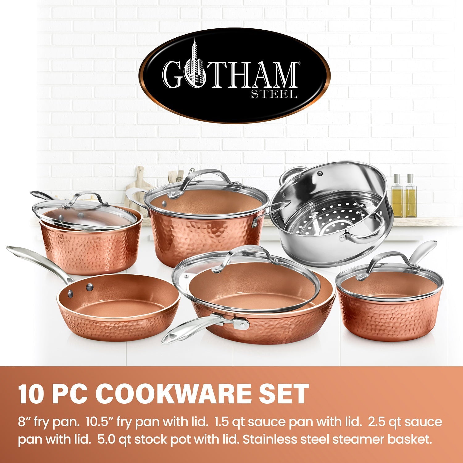Gotham Steel Hammered 10-Piece Cookware Set - John Pierce Auto Care