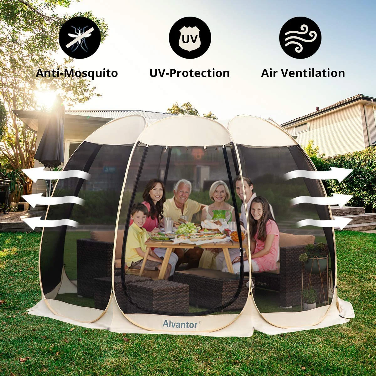 Screen Room House 10x10 Outdoor Family Camping Tent Pop Up Sun Shade Canopy Dining Gazebo by Alvantor - John Pierce Auto Care