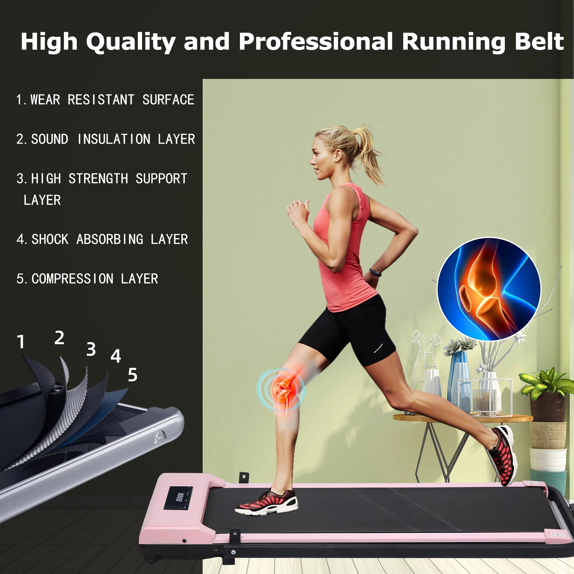 BITOUSHI Treadmill Under Desk Walking Pad 2 in 1, 3.0HP Portable Small Treadmill for Office \u0026amp; Home, Ultra Quiet \u0026amp; Installation Free with Remote Control, LED Display, 220 Lb Capacity   Pink - John Pierce Auto Care