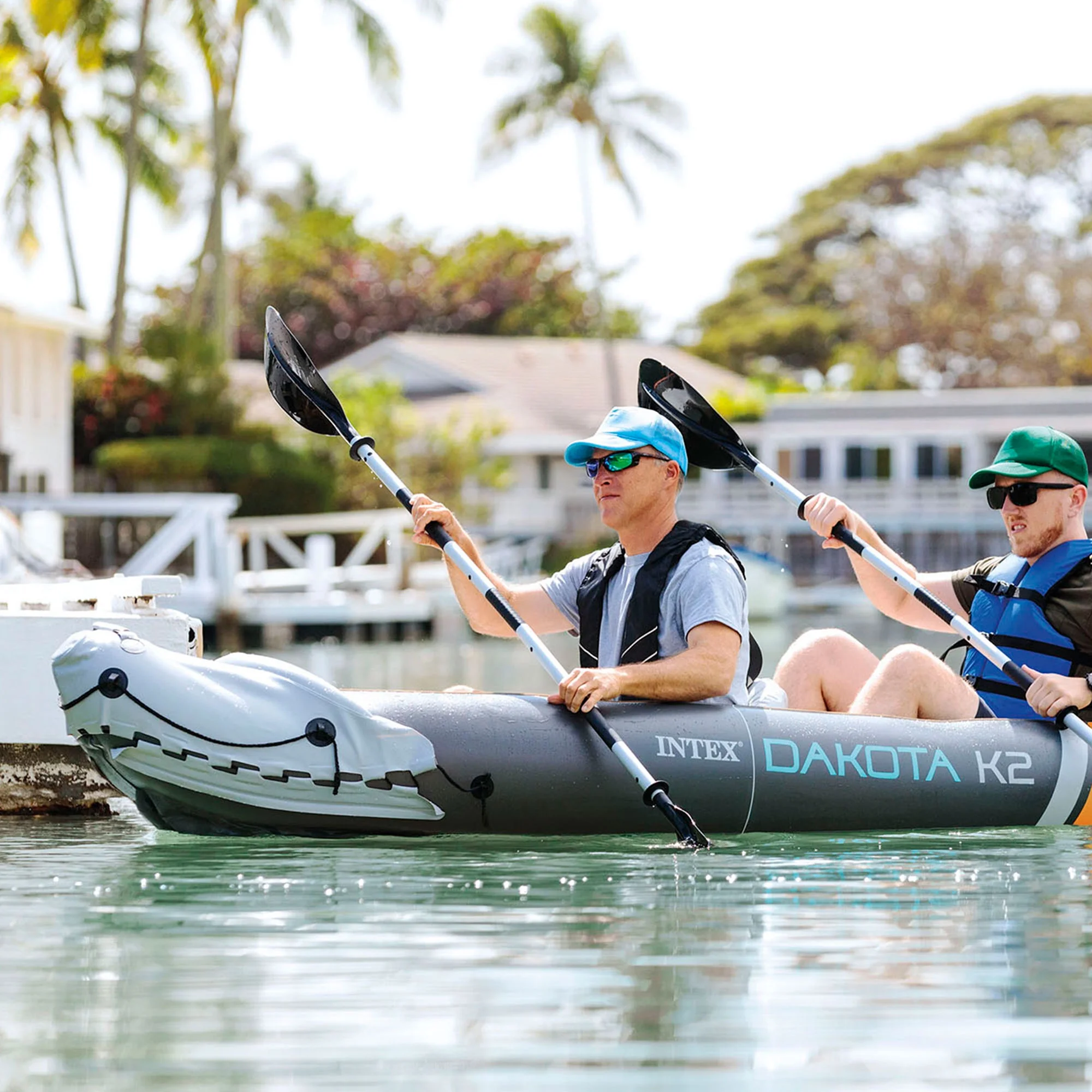 Open Box Intex Dakota K2 2 Person Vinyl Inflatable Kayak with Oars and Pump - John Pierce Auto Care