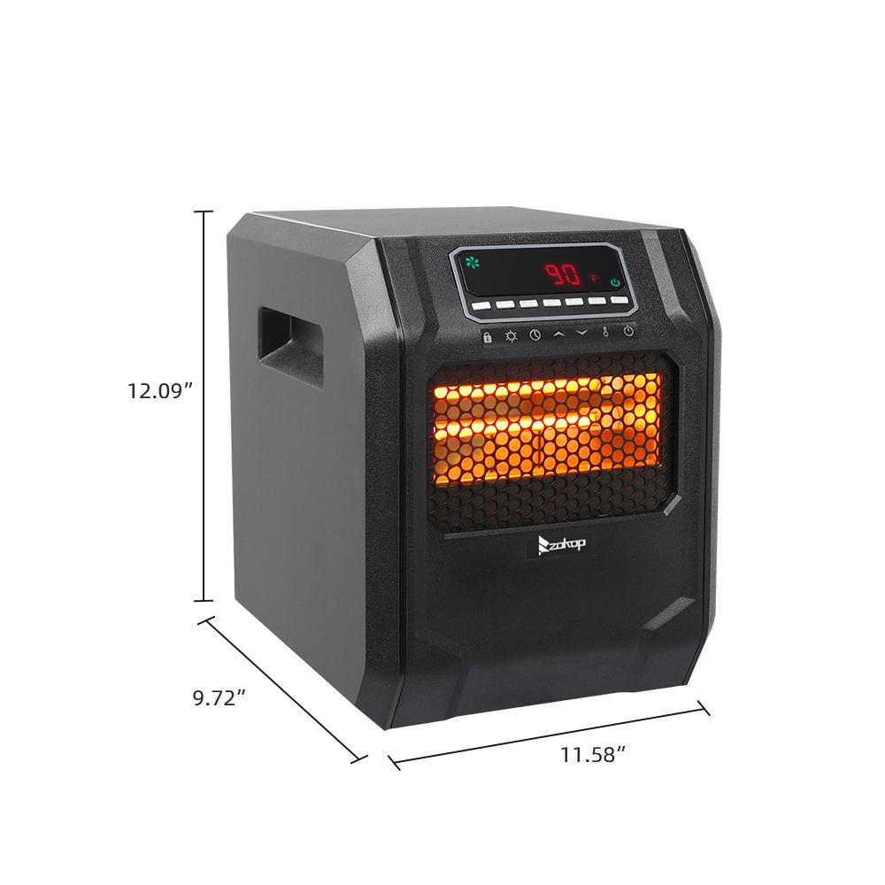 SAIBAI 1500W Quartz Tube Heater Digital Style 4 Quartz Tubes Black (Chanto Metal Fan) - John Pierce Auto Care