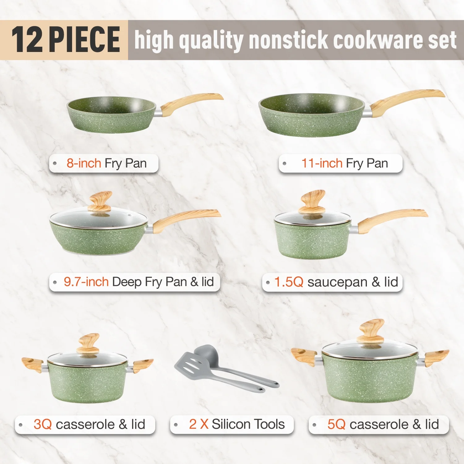 MF Studio 12-Piece Granite Nonstick Cookware - John Pierce Auto Care