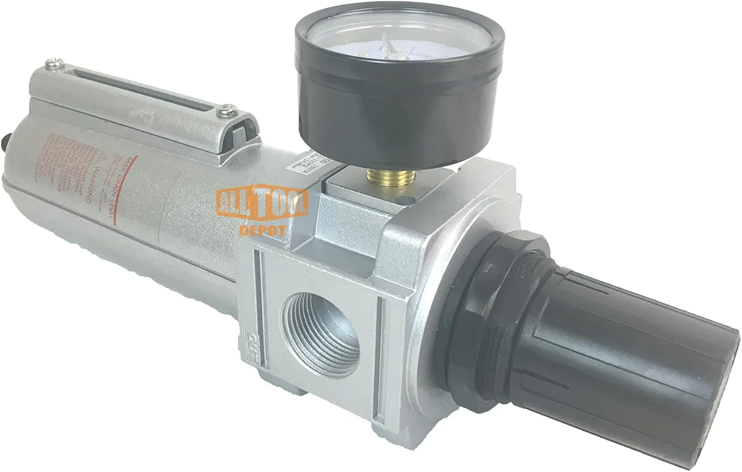 NPT HEAVY DUTY Compressed Air In Line Filter Regulator Combo Piggyback, Metal Bowl, 5 Micron , Adjustable From 7 to 175 PSI (AUTO DRAIN) - John Pierce Auto Care