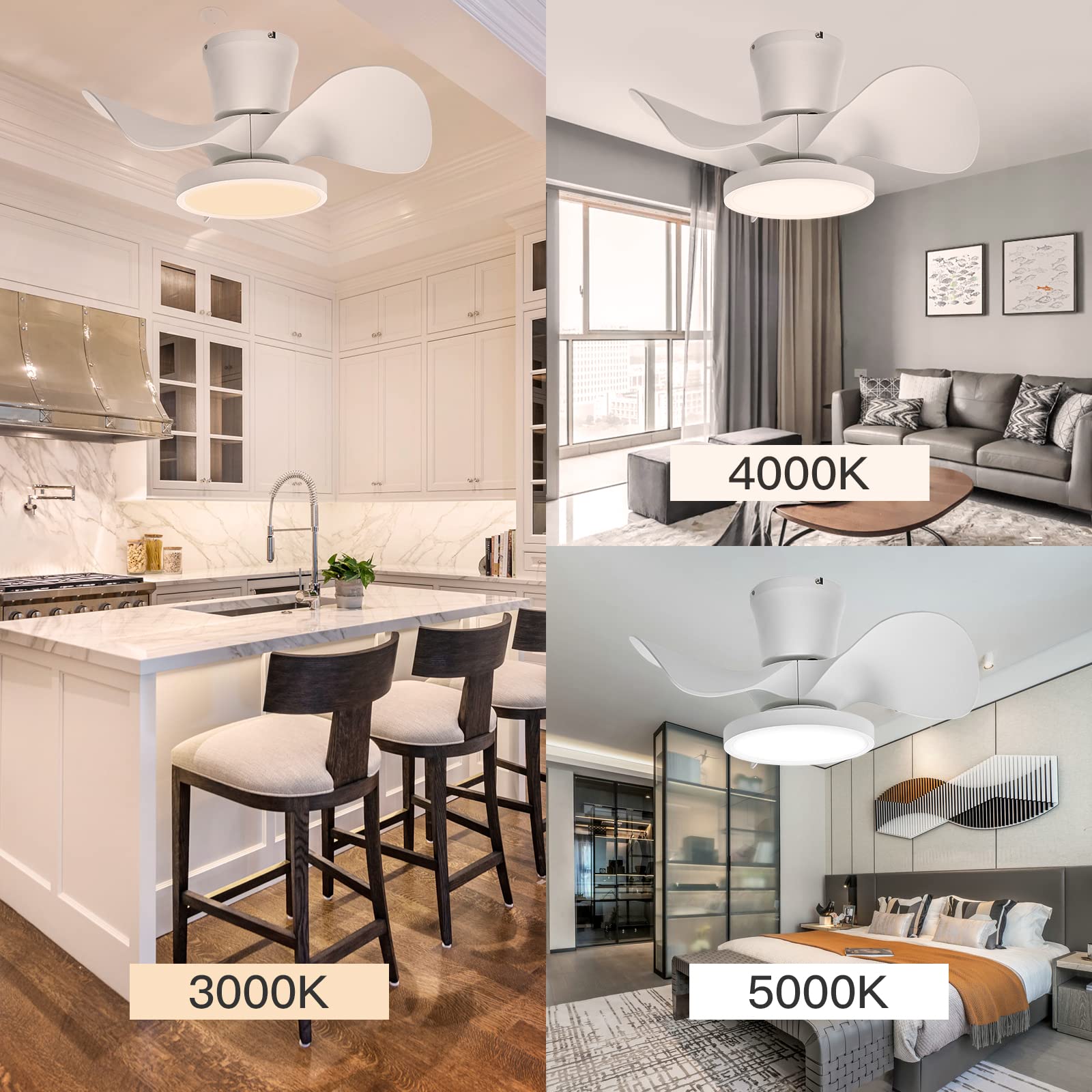 Ocioc Quiet Ceiling Fan with LED Light 22 inch Air Volume Remote Control for Kitchen Bedroom Dining Room - John Pierce Auto Care