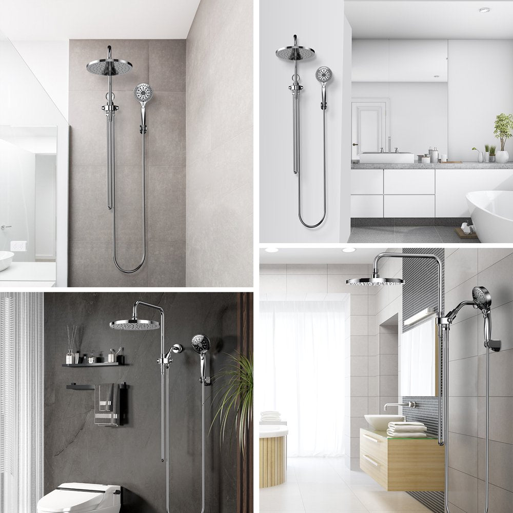 Ambicasa Luxury Dual Showerhead Combo, 10\u0026quot; Rainfall Shower Head \u0026amp; 5\u0026quot; Handheld High Pressure Shower Head - John Pierce Auto Care