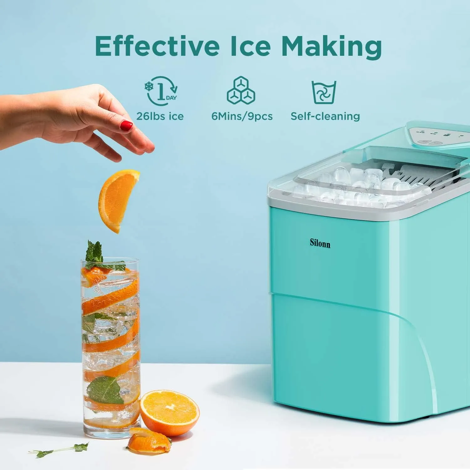 Smart Countertop Ice Maker, Compact Wi Fi Ice Maker with App Control, 9 Cubes in 6 Mins, 26 lbs per Day - John Pierce Auto Care