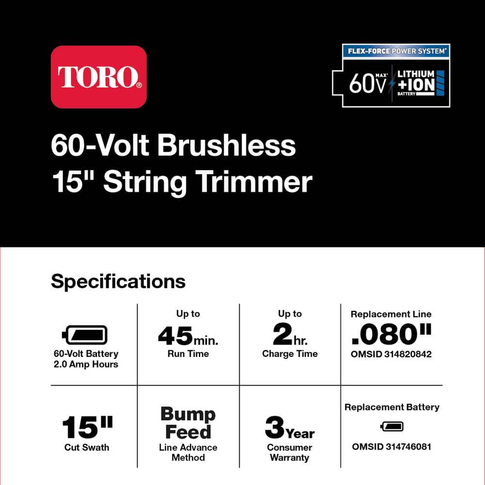 Toro 60V Max Brushless String Trimmer - John Pierce Auto Care