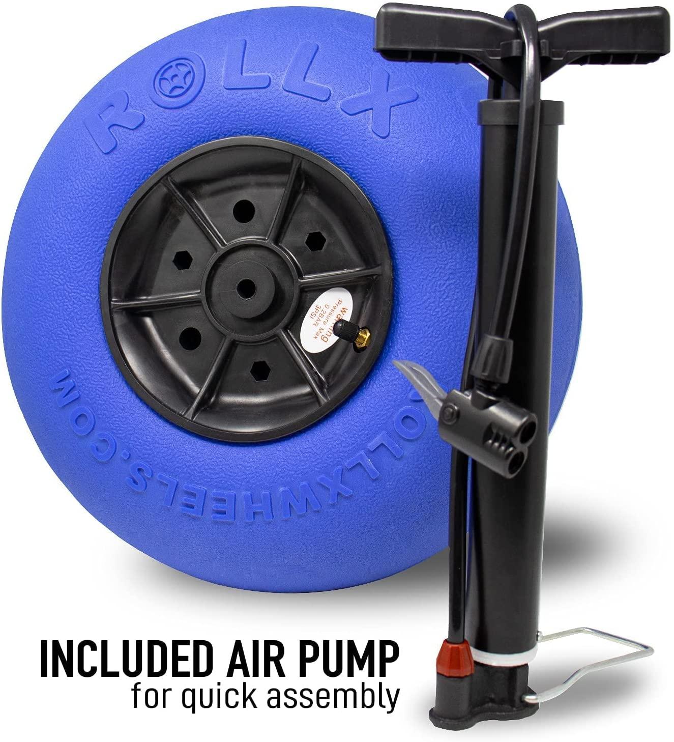 RollX Foldable Storage Wagon Beach Cart 12 inch Balloon Wheels �C ( Pump Included ) (Blue) - John Pierce Auto Care