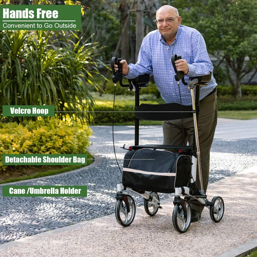 BEYOUR WALKER Upright Walker, Newest Design, Stand Up Rollator Walker Tall Rolling Mobility Walking Aid with 10�� Front Wheels, Seat and Armrest for Seniors and Adults, White - John Pierce Auto Care