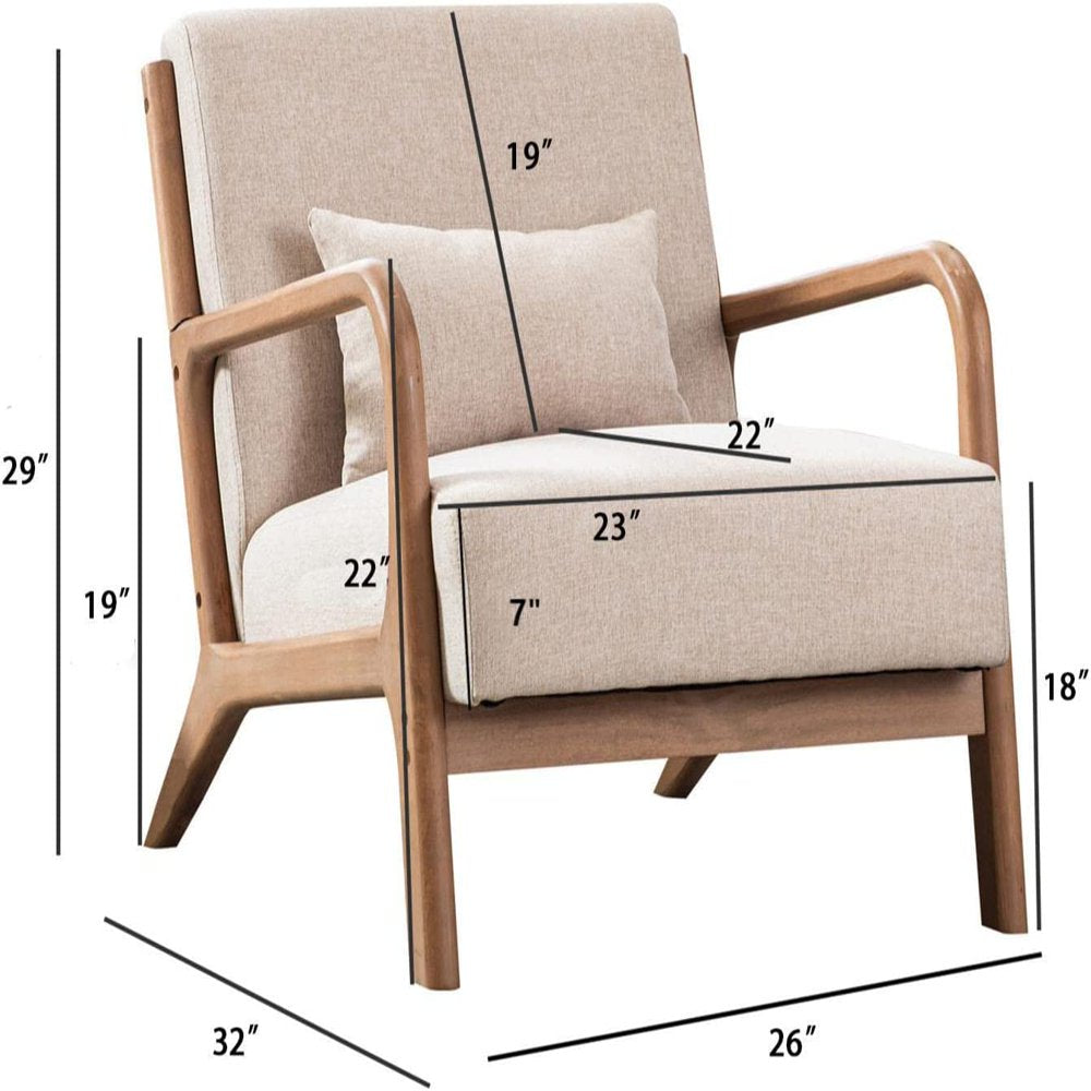 Bonzy Home Mid Century Modern Accent Chair with Solid Wood Frame - John Pierce Auto Care