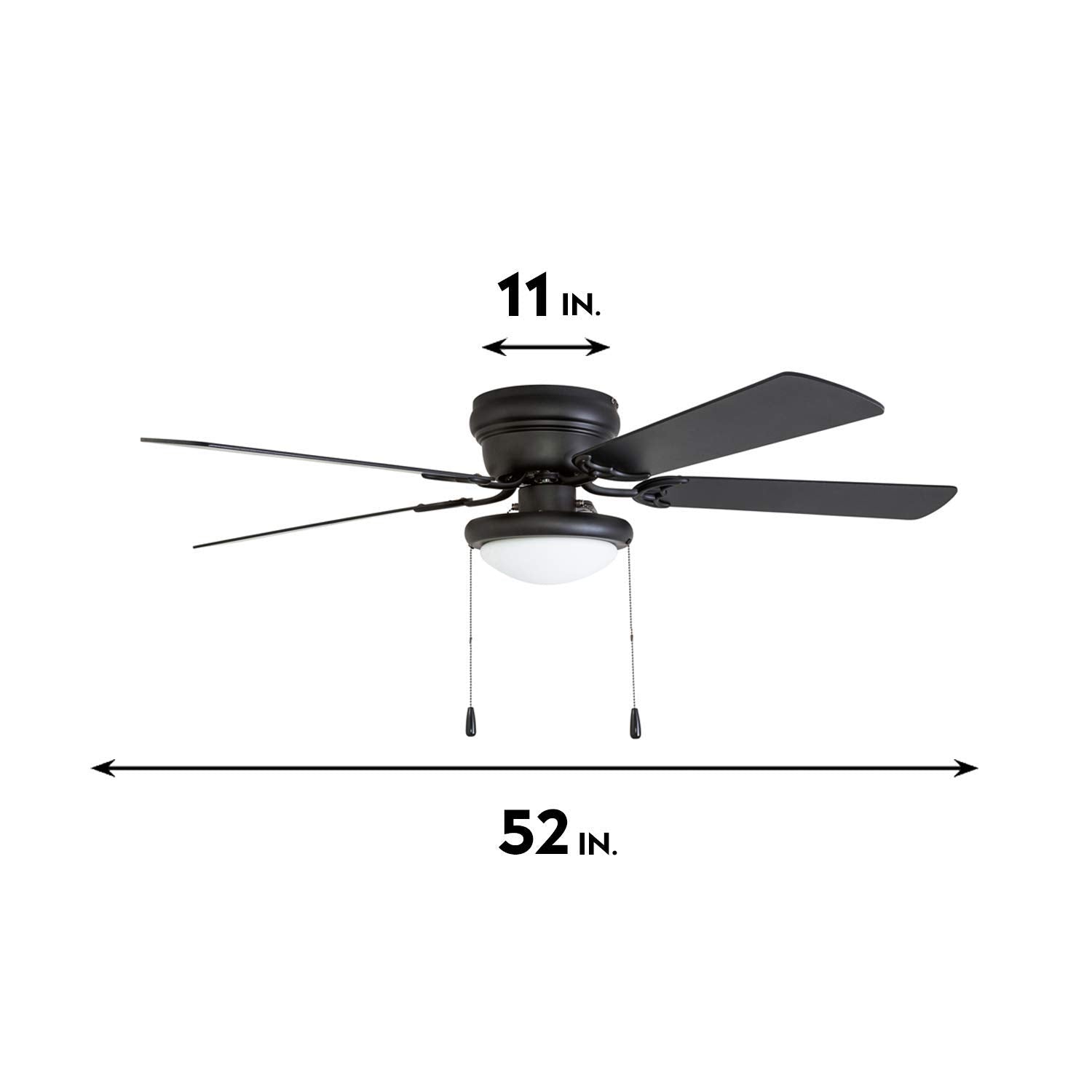 Portage Bay Hugger 52\u0026quot; Matte Black West Hill Ceiling Fan with Bowl Light Kit - John Pierce Auto Care