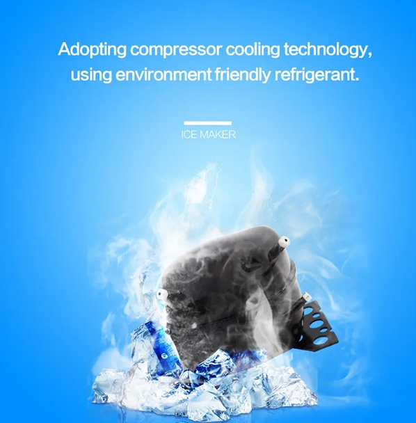 CJC Countertop Ice Maker Portable Ice Machine with Carry Handle Basket and Scoop for Home Kitchen Party 110V - John Pierce Auto Care