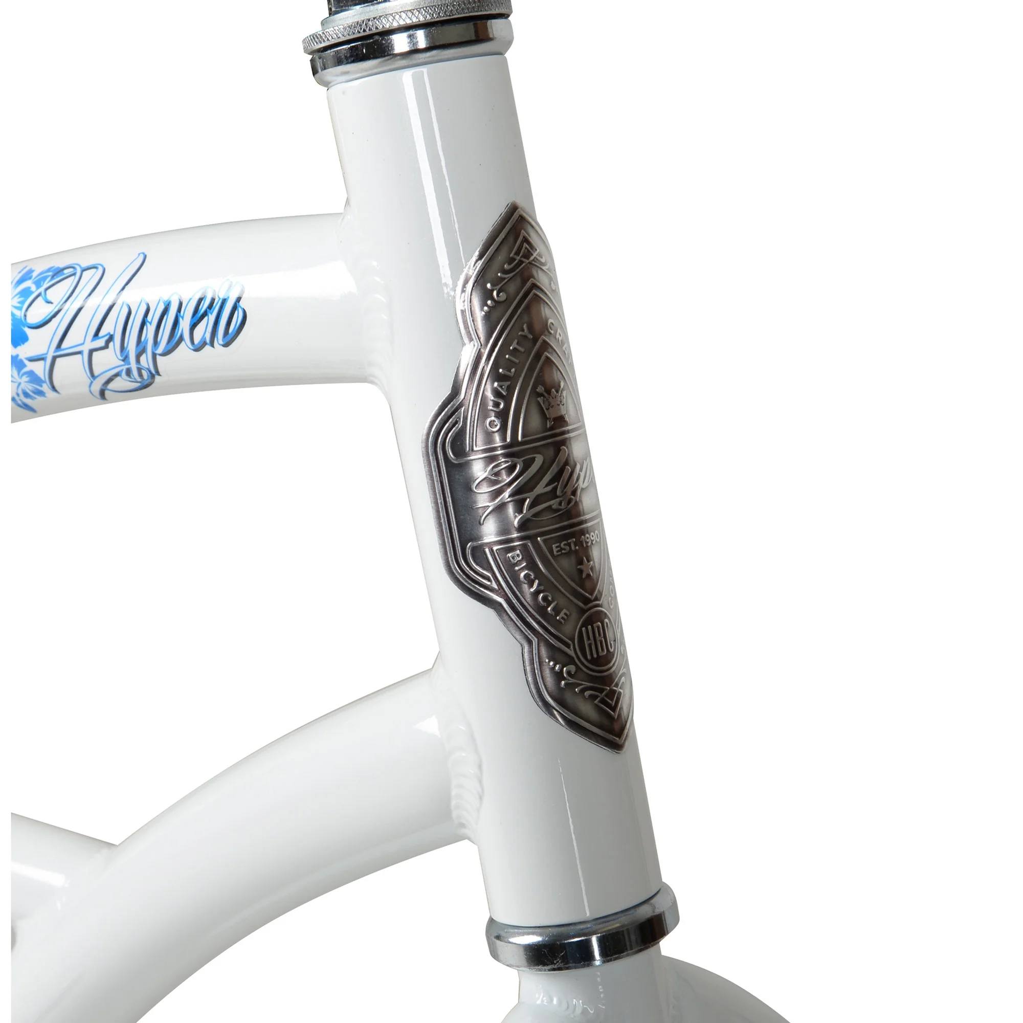 Hyper Bicycle Women\u0026#039;s 26 In. Beach Cruiser, White with Blue Rim - John Pierce Auto Care