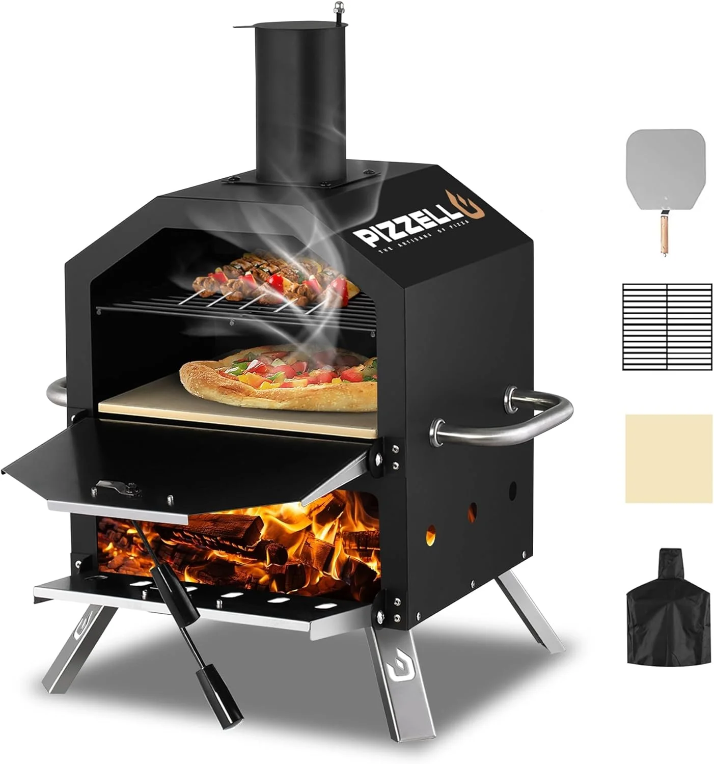 Portable Outdoor Wood-Fired 2-Layer Pizza Oven with Accessories - John Pierce Auto Care
