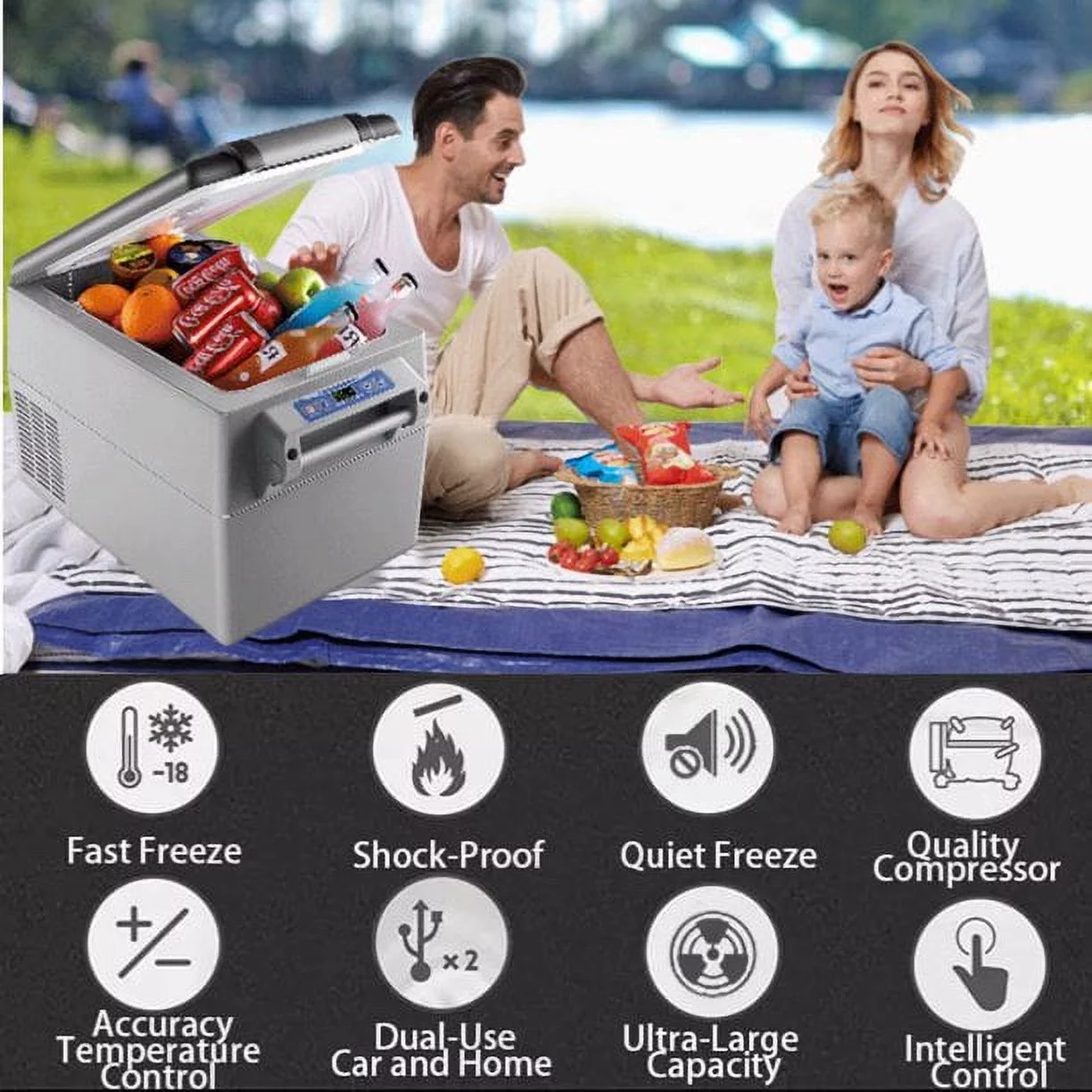 KAPAS 32L(34 Quarts) DC 12\/24V portable compressor refrigerator freezer car fridge for car, home, truck and camping - John Pierce Auto Care