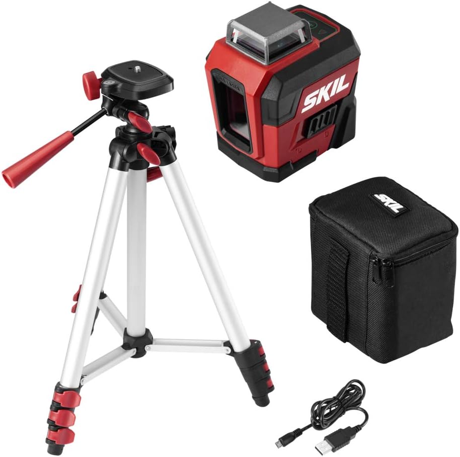 SKIL 100ft Self Leveling Green Cross Line Laser with Rechargeable Battery, Tripod \u0026amp; Bag   LL9322G 01 - John Pierce Auto Care