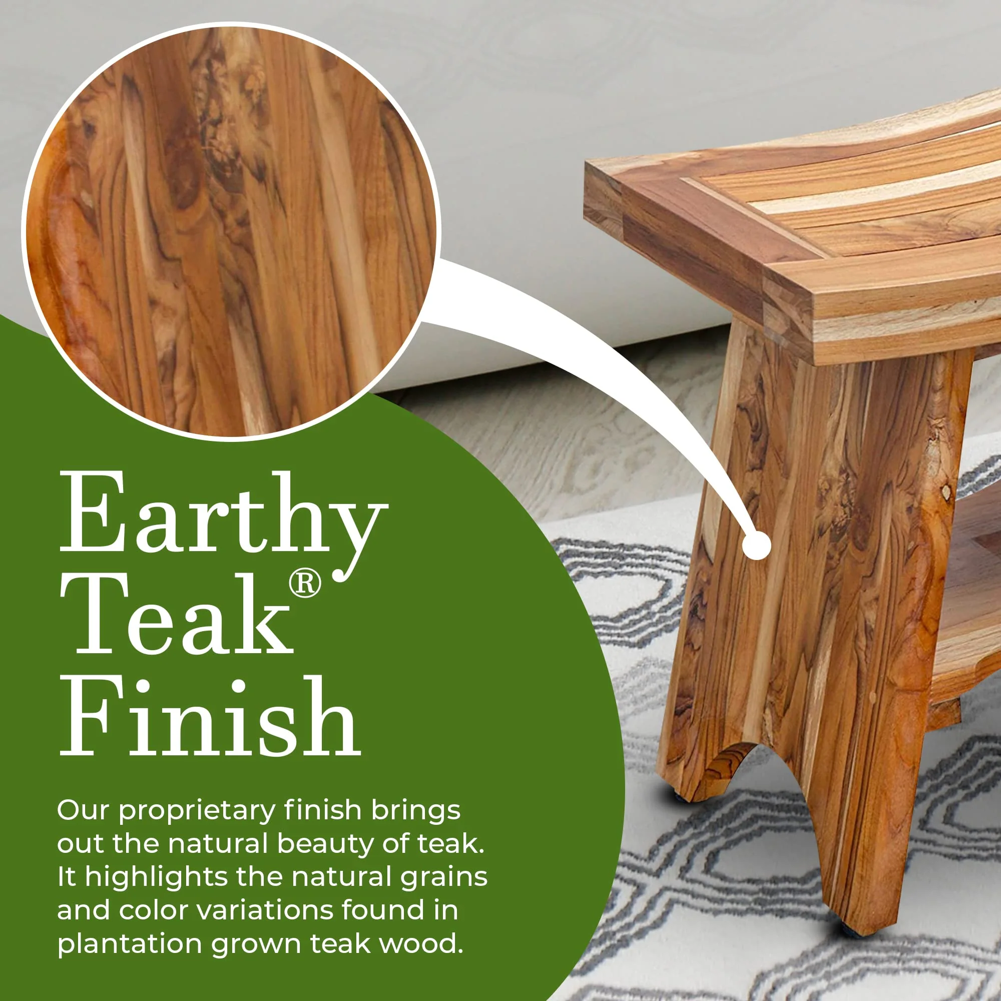 EcoDecors 18-inch Teak Shower Bench - John Pierce Auto Care
