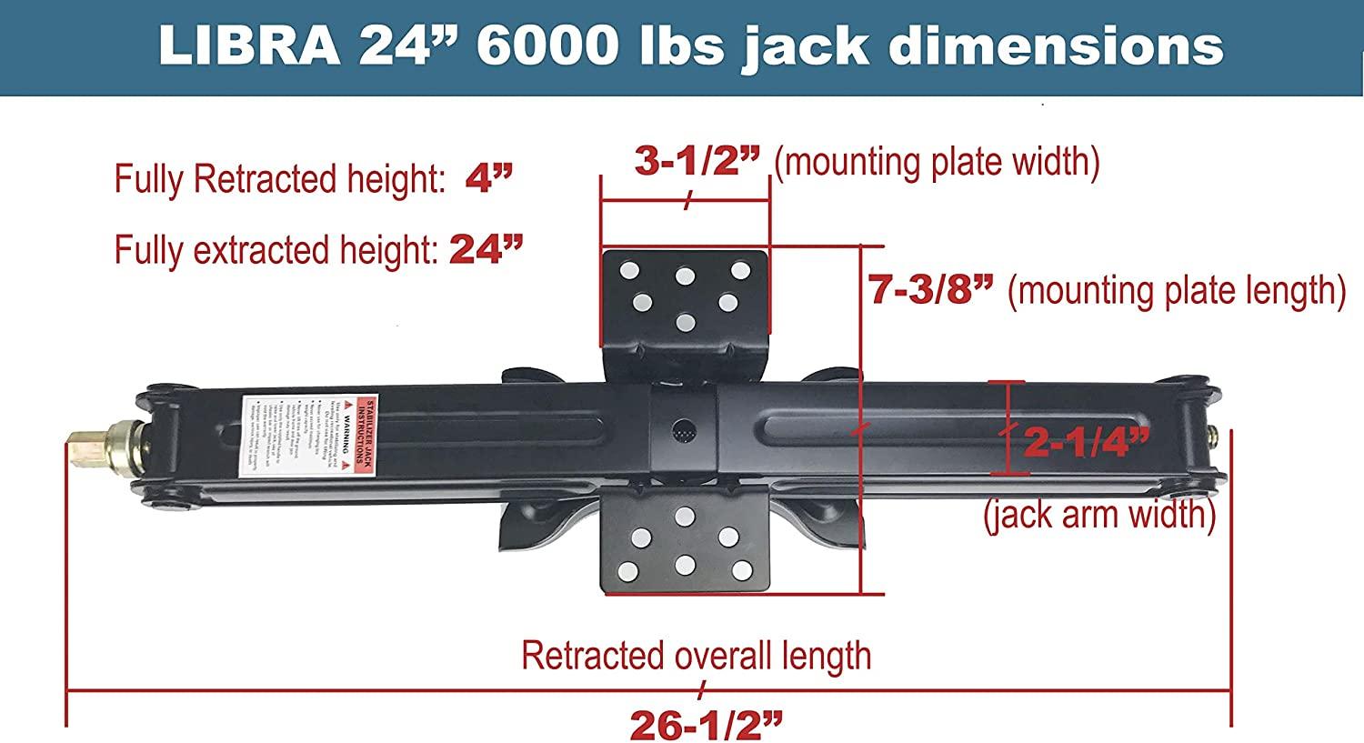 Set 4 Libra 24��� 6000lbs RV Trailer Stabilizer Leveling Scissor Jacks w\/ Dual Power Drill sockets \u0026amp; mounting Hardware Set - John Pierce Auto Care