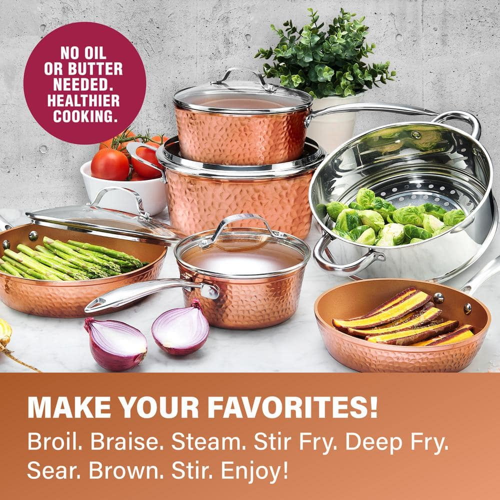 Hammered Copper 10-Piece Non-Stick Cookware Set - John Pierce Auto Care