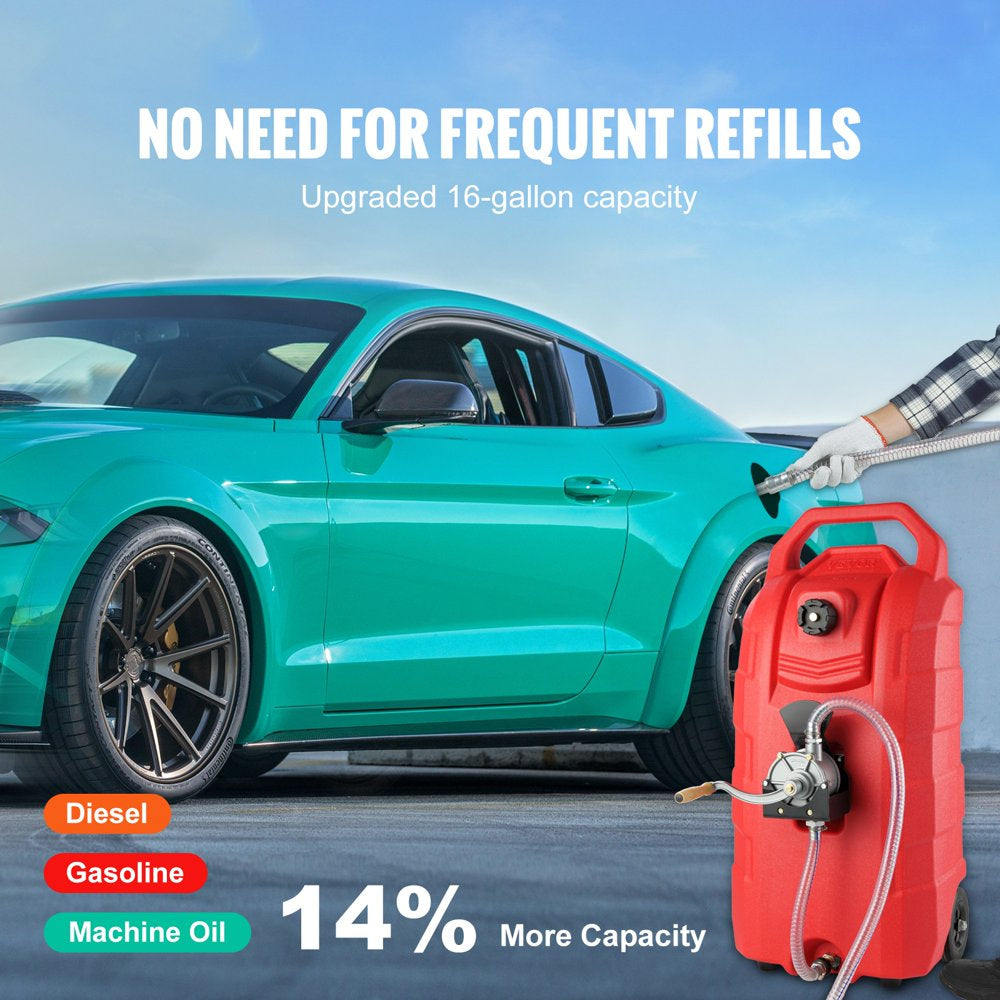 VEVOR 16 Gallon Fuel Caddy, 7.8 L\/Min, Portable Gas Storage Tank Container - John Pierce Auto Care