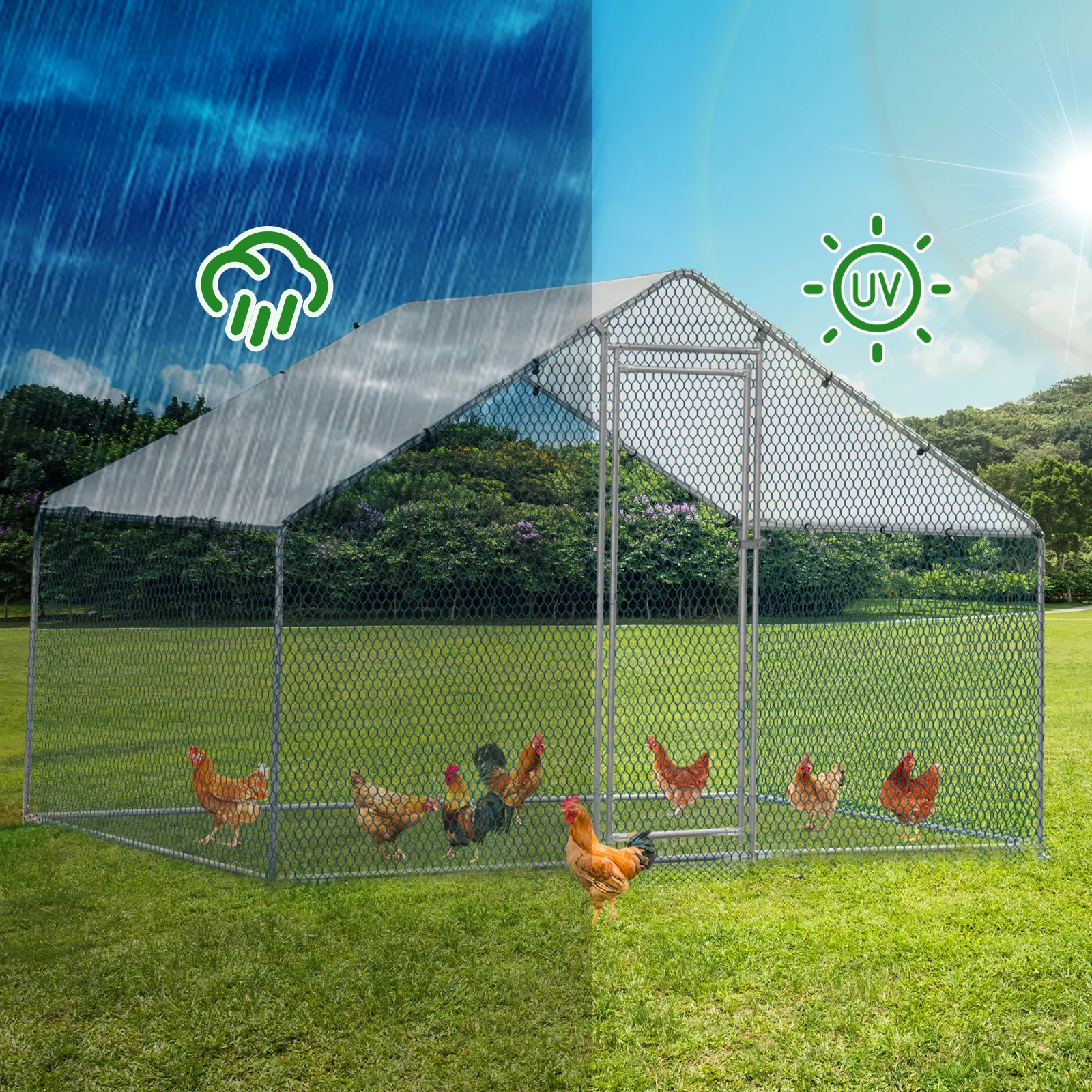 ZephyPaws 6.5 x 10 ft Large Metal Chicken Coop, Walk in Poultry Cage Chicken Hen Run House with Waterproof Cover, Rabbits Cats Dogs Farm Pen for Outdoor Backyard Farm Garden - John Pierce Auto Care