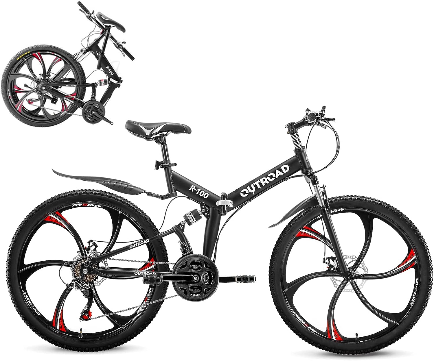 Outroad Folding Mountain Bike 26 Inch for Adult, 21 Speed Dual Suspension MTB Foldable Bicycle - John Pierce Auto Care