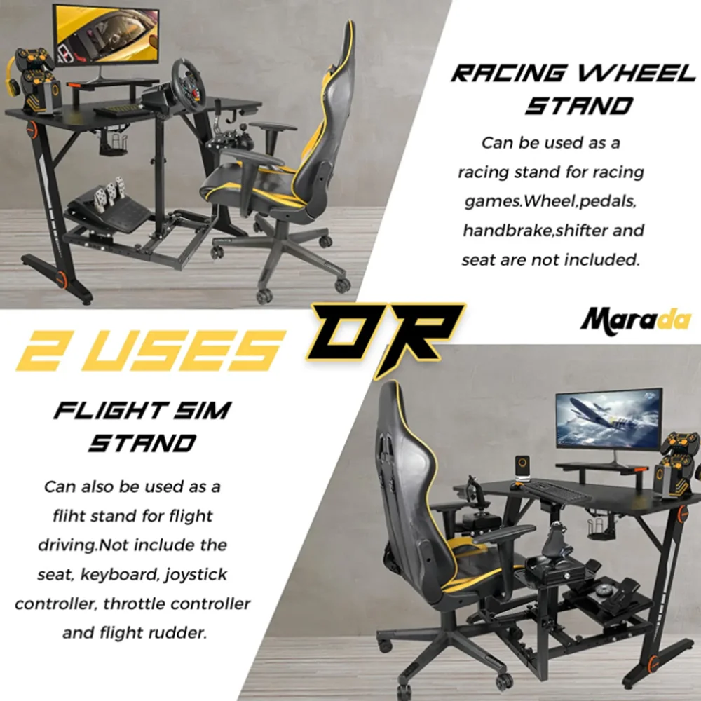 Marada Flight Simulator Cockpit Racing Steering Stand Adjustable Fit for Thrustmaster HOTAS Warthog - John Pierce Auto Care