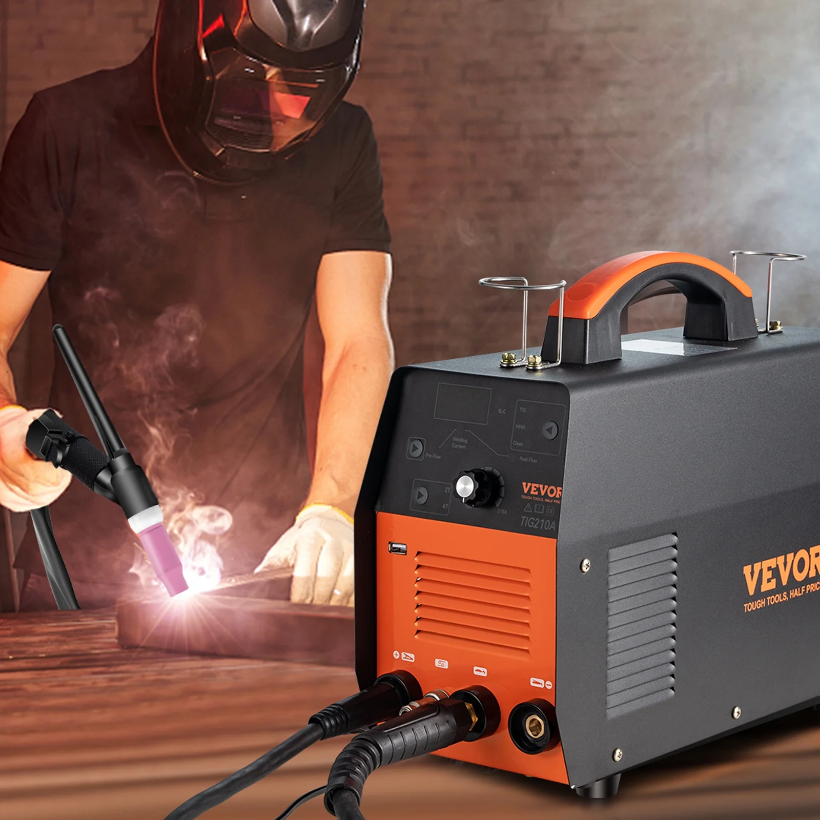 VEVOR TIG Welder, 210Amp 3 in 1, 110\/220V Dual Voltage HF TIG\/Stick\/Clean Welding Machine w\/ USB, IGBT Inverter \u0026amp; Torch, Digital Arc Welder for Stainless Steel, Iron, Mild Steel, Copper, and Nickel - John Pierce Auto Care
