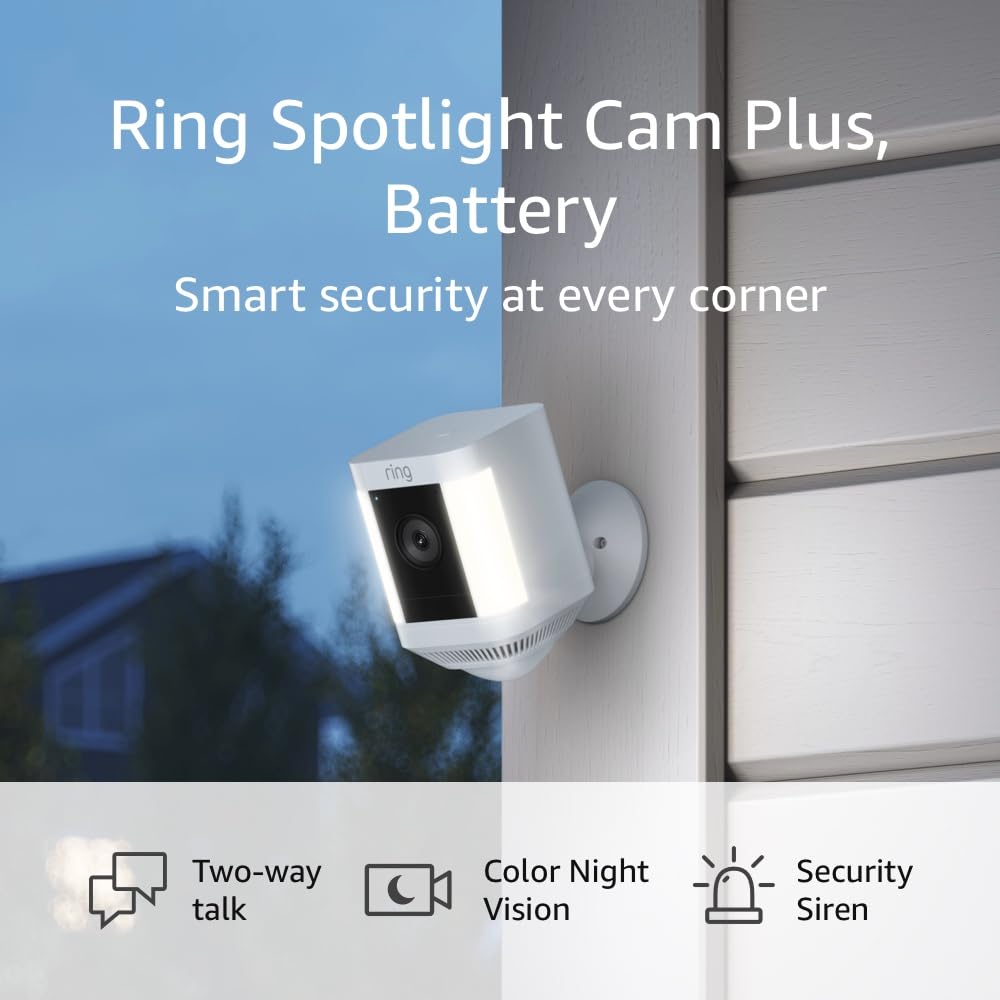 Ring Spotlight Cam Plus, Battery | Two Way Talk, Color Night Vision, and Security Siren - John Pierce Auto Care