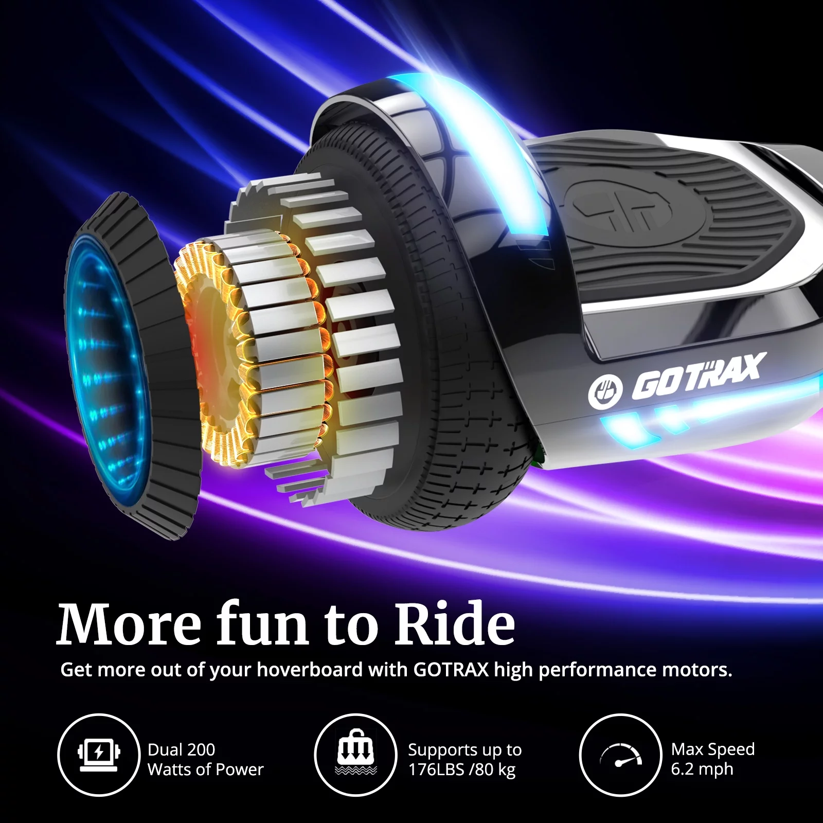 GOTRAX GLIDE PRO Bluetooth Hoverboard, 6.5\u0026quot; Wheels and 7 Colors Lights Self Balancing Scooters for 44 176lbs Kids Adults Silver - John Pierce Auto Care