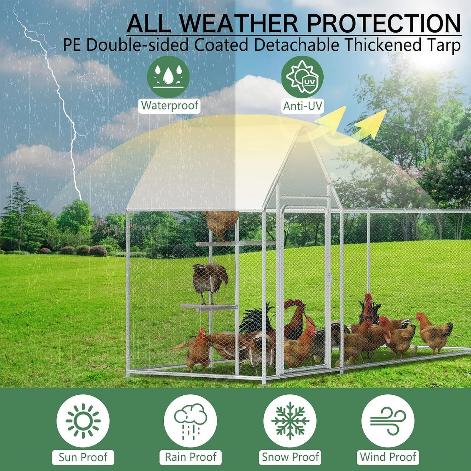 Walnest 10ft Large Metal Chicken Coop with Climbing Frame, Walk in Poultry Cage with Waterproof\u0026amp;Anti UV Cover,Heavy Duty Chicken Coop or Outdoor Backyard Farm Use - John Pierce Auto Care