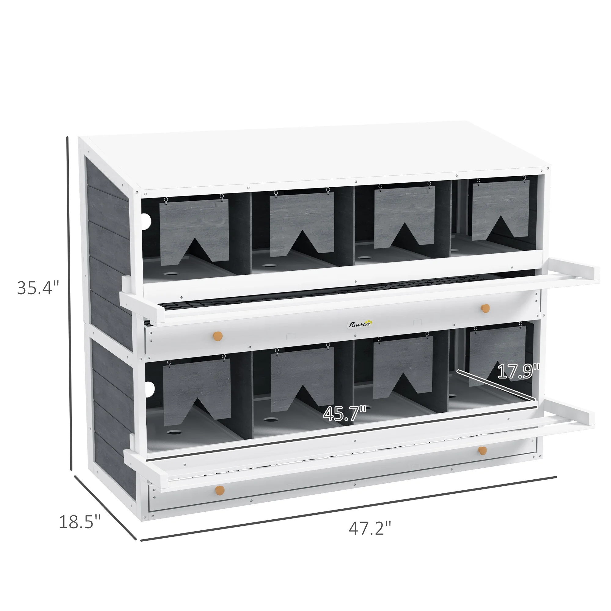 PawHut Nesting Boxes for Chickens W\/ 2 Egg Collection Trays, 8 Compartments - John Pierce Auto Care