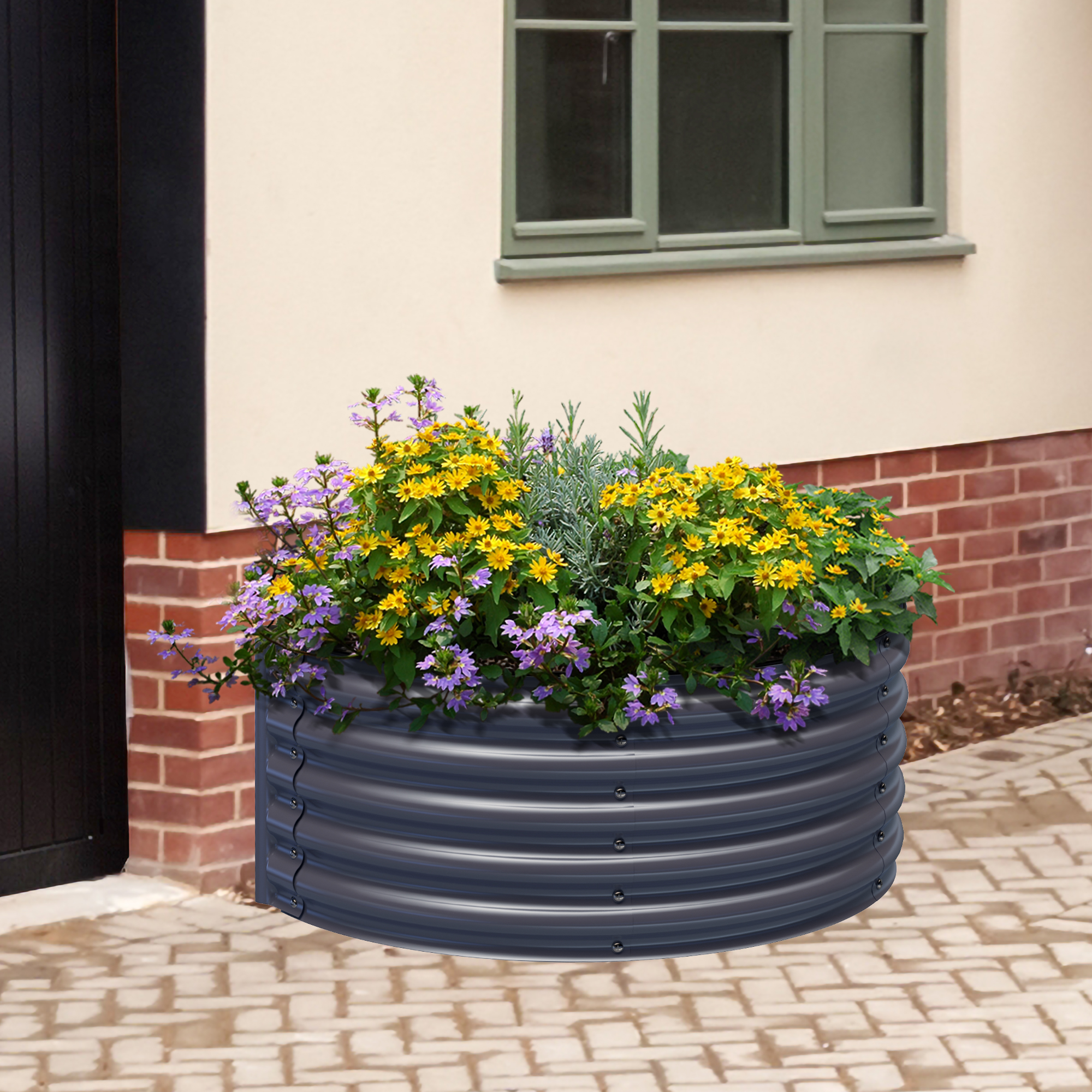 Olle Gardens 17\u0026quot; Tall Semi round Raised Garden Bed in Midnight Gray - John Pierce Auto Care