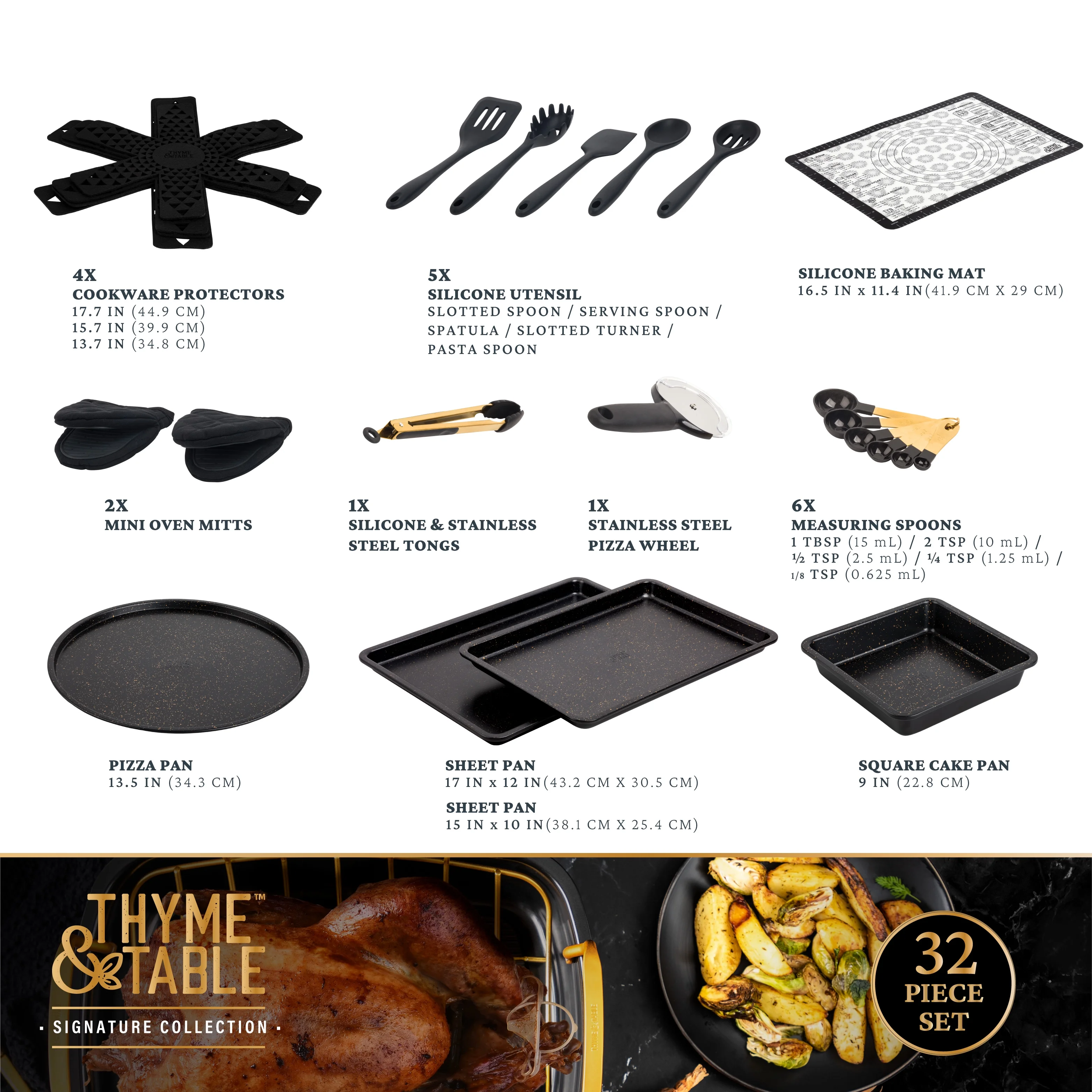 Thyme \u0026amp; Table 32 Piece Cookware \u0026amp; Bakeware Non Stick Set, Black - John Pierce Auto Care