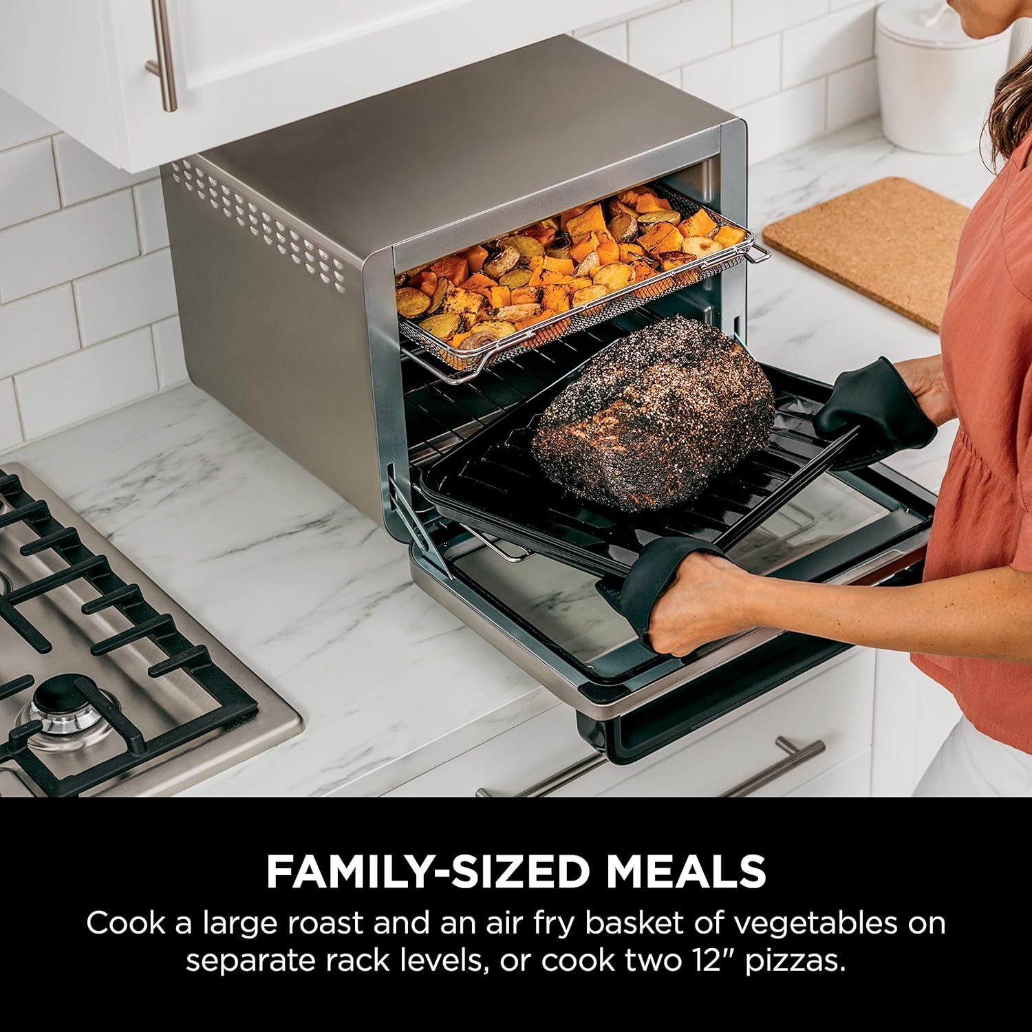 10 in 1 Smart Air Fry Digital Countertop Convection Toaster Oven with Thermometer XL Capacity and a Stainless Steel Finish - John Pierce Auto Care