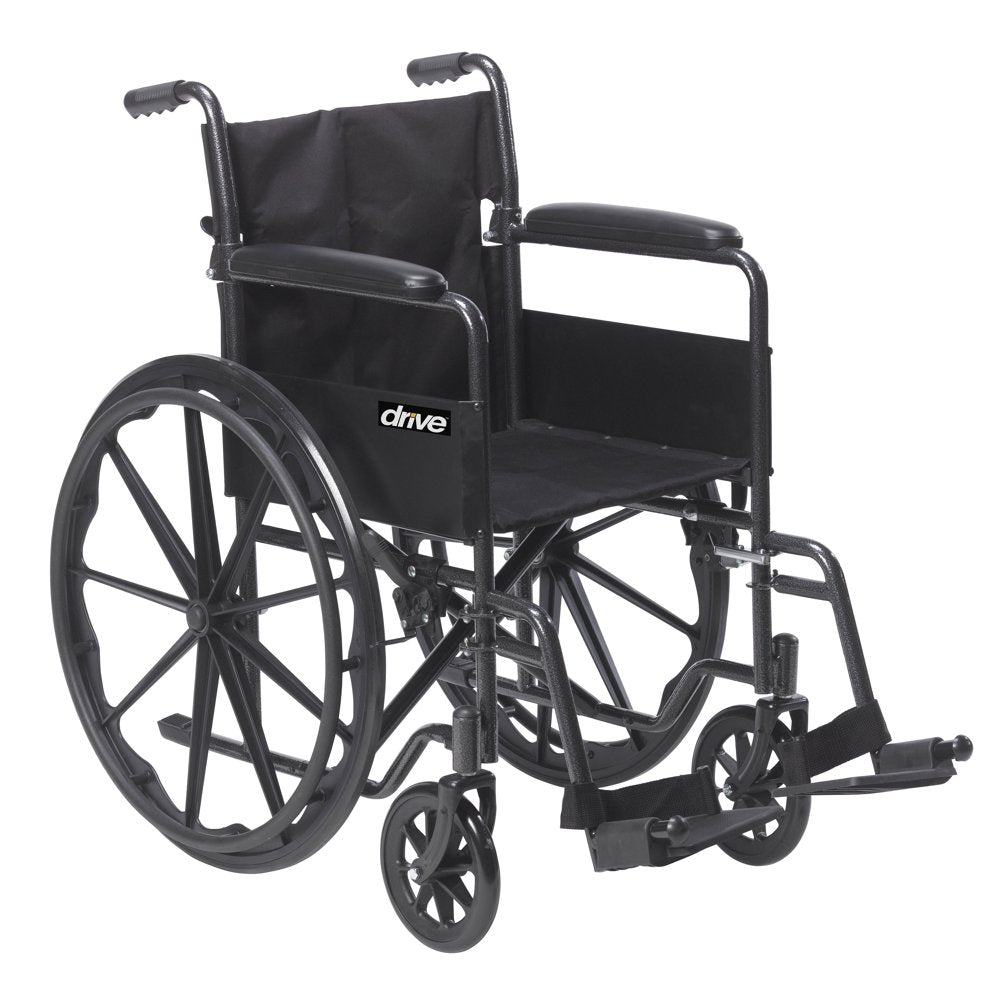 Drive Medical Silver Sport 1 Wheelchair with Full Arms and Swing Away Removable Footrest - John Pierce Auto Care