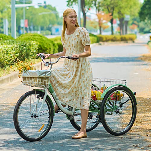 Viribus Adult Tricycle, 7 Speed Tricycle for Adults, 24" 3 Wheel Bikes for Adults with Baskets - John Pierce Auto Care