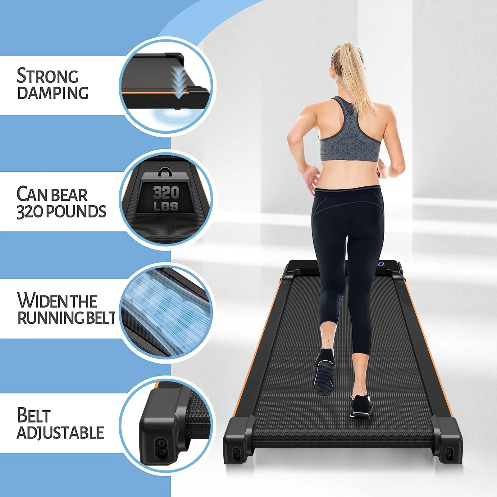 CoolHut Walking Pad Under Desk, 2 in 1 Portable Folding Treadmill for Walking, Running and Home Office Use, 2.5HP Low Noise Motor, LED Display, and Remote Control, Black - John Pierce Auto Care