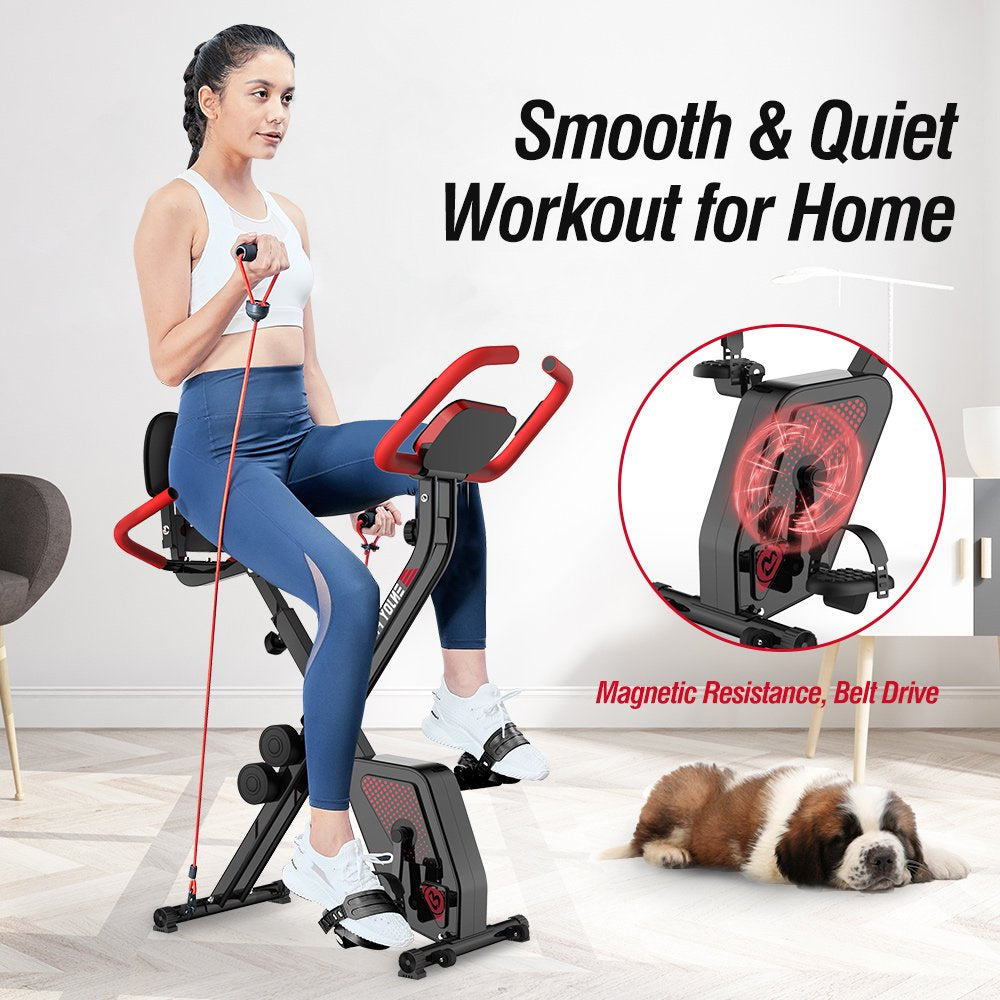 Pooboo 3 In 1 Foldable Exercise Bike Indoor Cycling Bike Workout 300Lb - John Pierce Auto Care