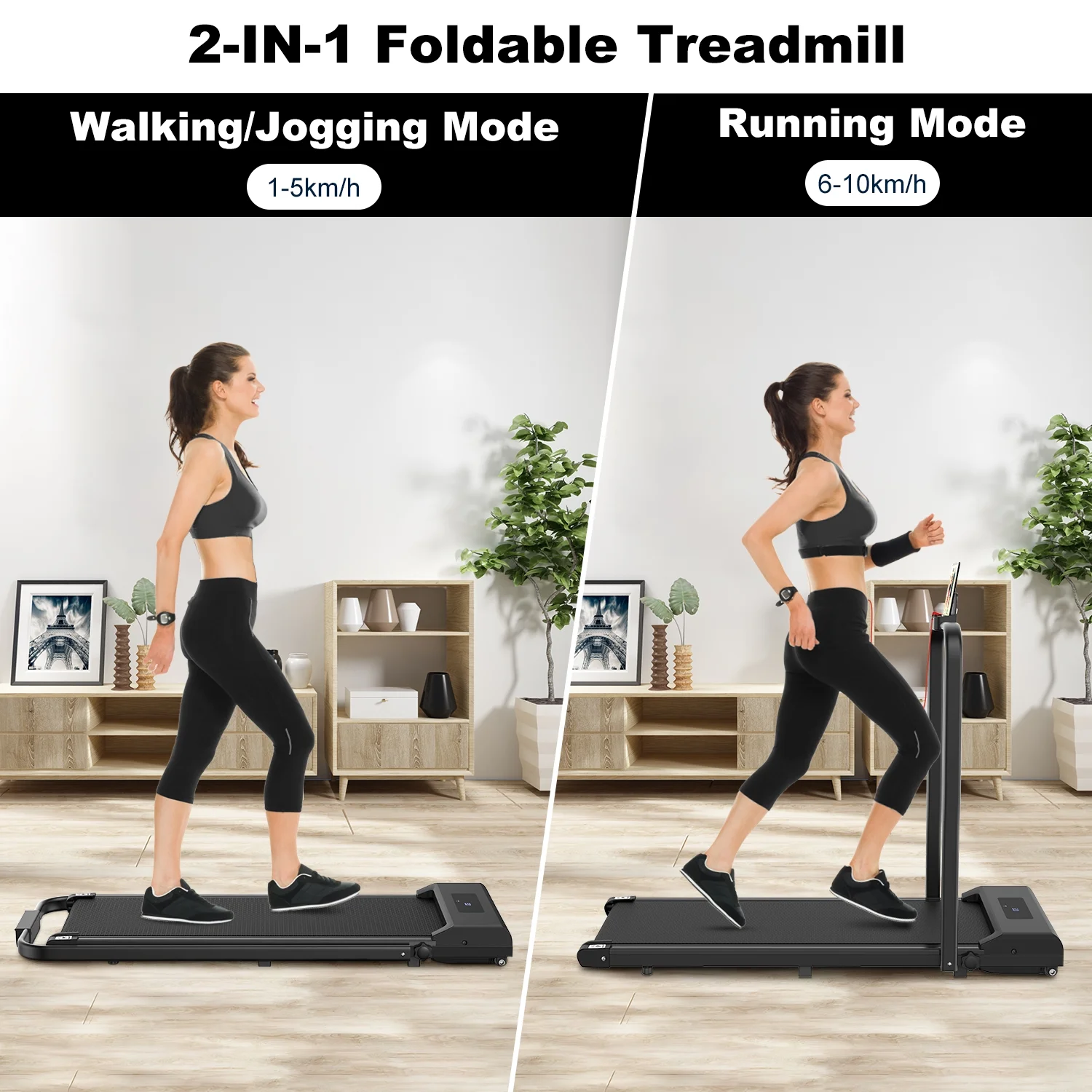 Bigzzia 2 in 1 Under Desk Treadmill, 2.5HP No Installation Portable Handrail Treadmills Running Machine, 6.25MPH, Treadmill with LED Display and Wireless Remote Control for Home\/Office, 265 Lb - John Pierce Auto Care